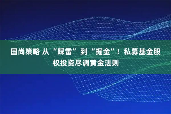 国尚策略 从 “踩雷” 到 “掘金”！私募基金股权投资尽调黄金法则
